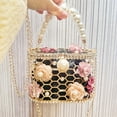 NELESS Out Metal Handbag Faux Pearl Flower Evening Bag Women‘s Luxury