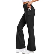 ButterSoftFlex Womens Flare Leggings Athletic Yoga Workout Pants Bootcut High Waist with Side Pockets,Black,US Size XL