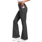 ButterSoftFlex Womens Flare Leggings Athletic Yoga Workout Pants Bootcut High Waist with Side Pockets,Gray,US Size S