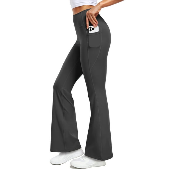 NELEUS ButterSoftFlex Womens Flare Leggings Athletic Yoga Workout Pants Bootcut High Waist with Side Pockets,Gray,US Size S