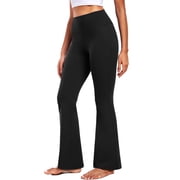 ButterSoftFlex Womens Plus Size Flare Leggings Athletic Yoga Workout Pants Bootcut High Waist with Waistband Pocket,Black,US Size 2XL