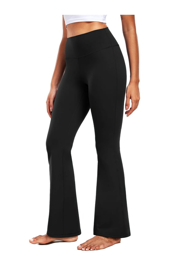 ButterSoftFlex Womens Flare Leggings Athletic Yoga Workout Pants Bootcut High Waist with Waistband Pocket,Black,US Size S