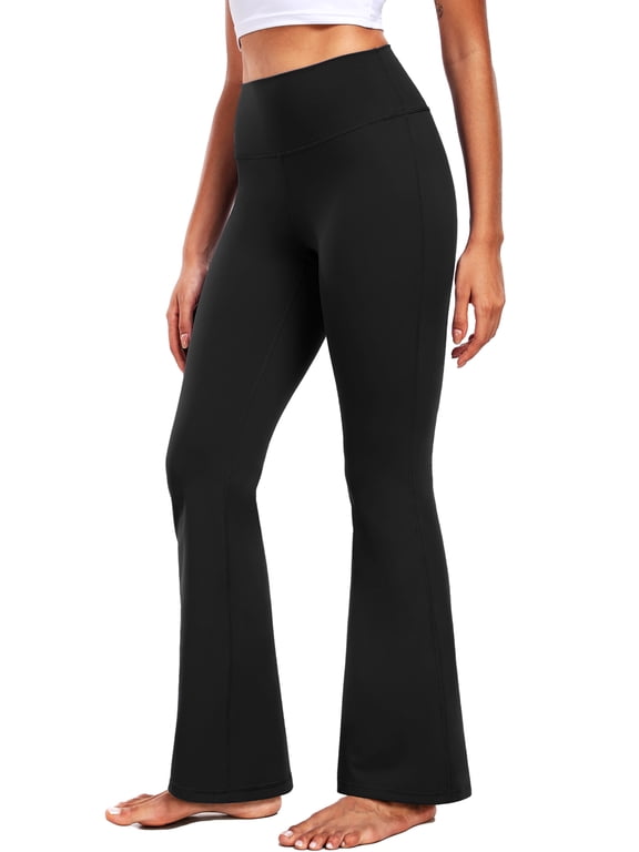 ButterSoftFlex Womens Flare Leggings Athletic Yoga Workout Pants Bootcut High Waist with Waistband Pocket,Black,US Size XL