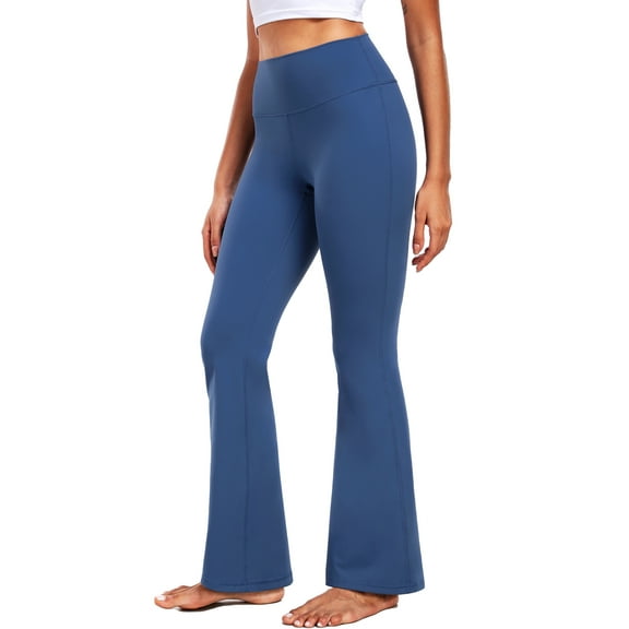 NELEUS ButterSoftFlex Womens Flare Leggings Athletic Yoga Workout Pants Bootcut High Waist with Waistband Pocket,Blue,US Size L