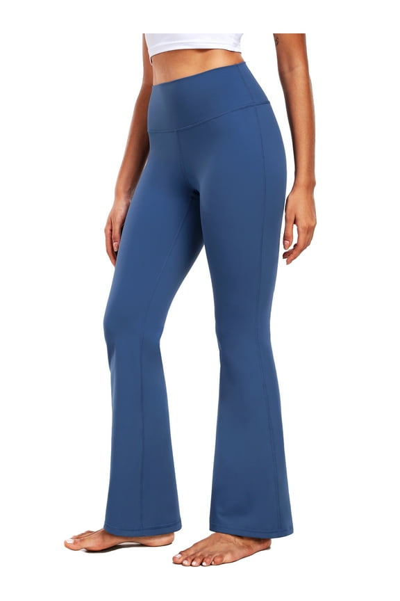 ButterSoftFlex Womens Flare Leggings Athletic Yoga Workout Pants Bootcut High Waist with Waistband Pocket,Blue,US Size M