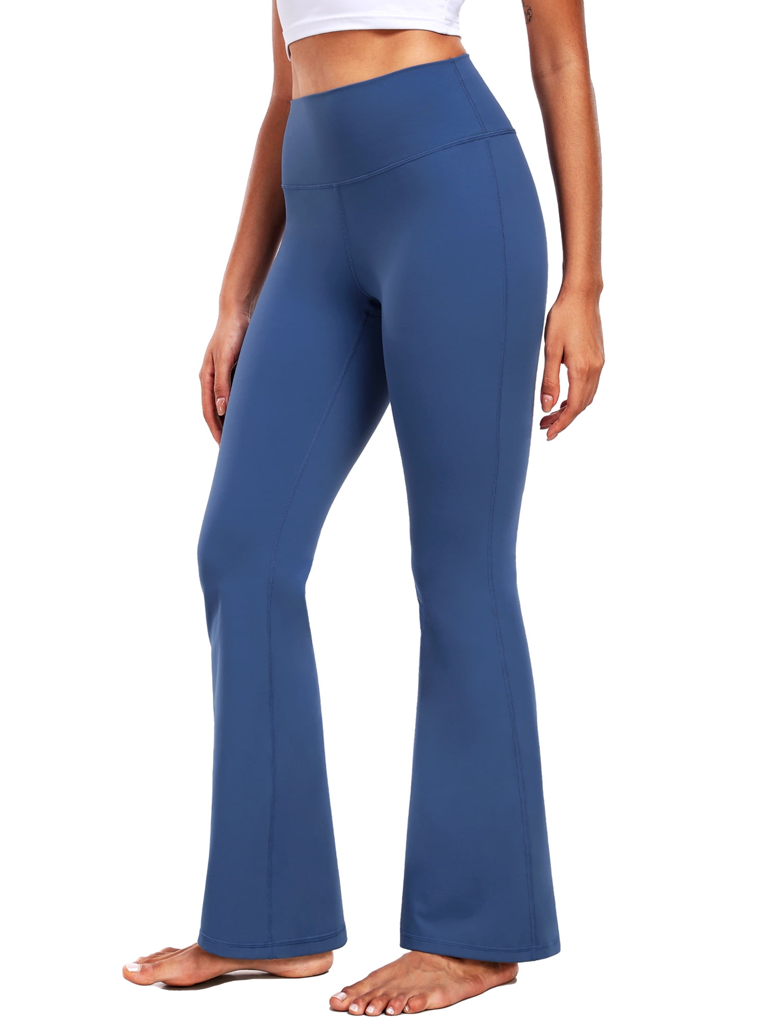 NELEUS ButterSoftFlex Womens Flare Leggings Athletic Yoga Workout Pants Bootcut High Waist with Waistband Pocket,Blue,US Size S