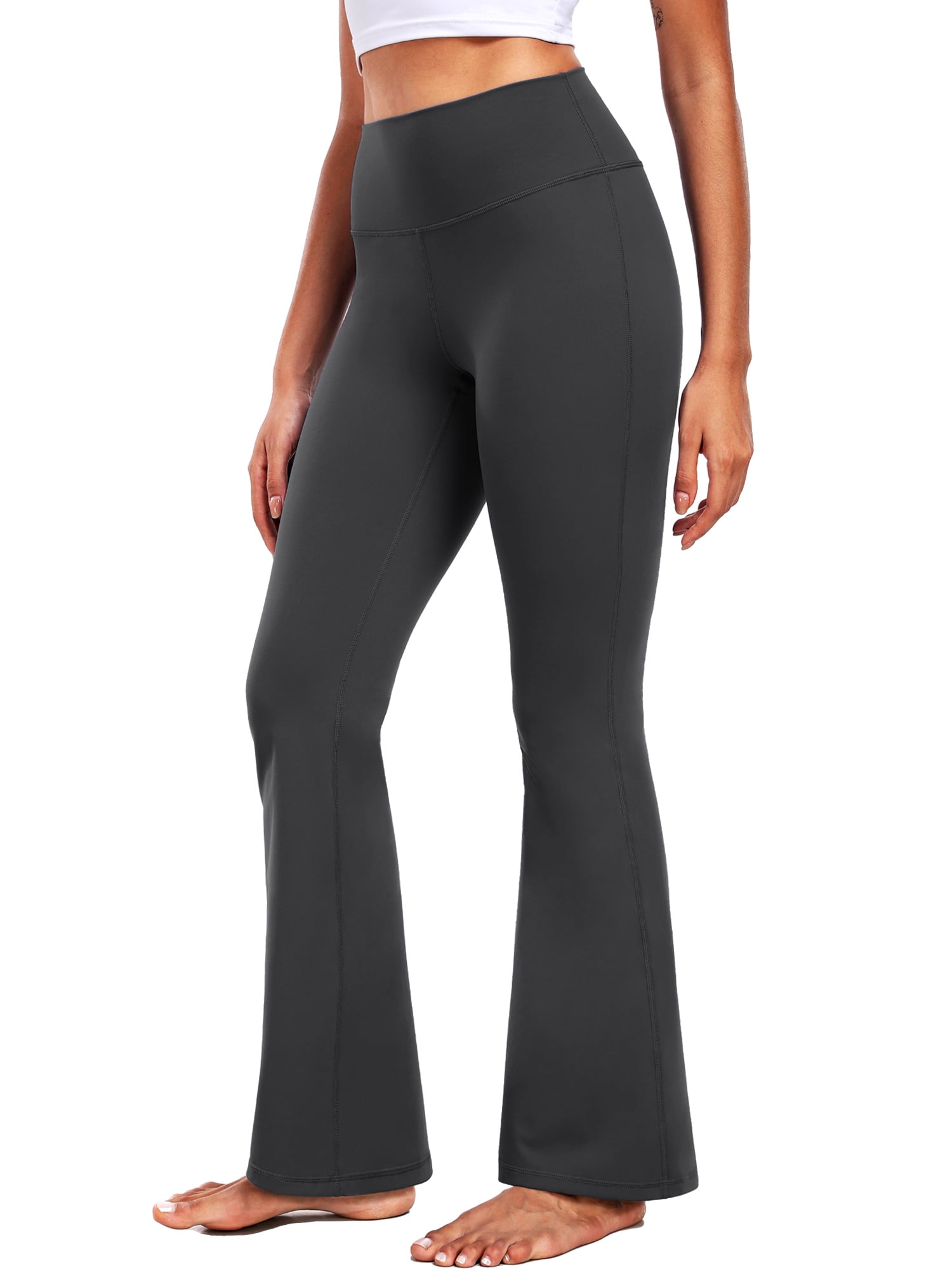 NELEUS ButterSoftFlex Womens Plus Size Flare Leggings Athletic Yoga Workout Pants Bootcut High Waist with Waistband Pocket,Gray,US Size 2XL