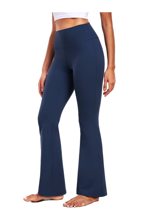 ButterSoftFlex Womens Flare Leggings Athletic Yoga Workout Pants Bootcut High Waist with Waistband Pocket,Navy Blue,US Size 2XL