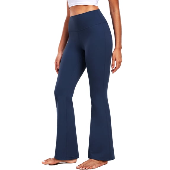 NELEUS ButterSoftFlex Womens Flare Leggings Athletic Yoga Workout Pants Bootcut High Waist with Waistband Pocket,Navy Blue,US Size L