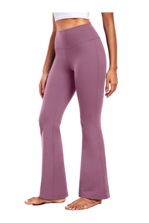 ButterSoftFlex Womens Flare Leggings Athletic Yoga Workout Pants Bootcut High Waist with Waistband Pocket,Pinkish Purple,US Size L
