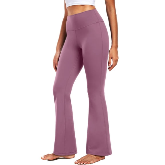 NELEUS ButterSoftFlex Womens Flare Leggings Athletic Yoga Workout Pants Bootcut High Waist with Waistband Pocket,Pinkish Purple,US Size S