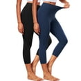 thumbnail image 1 of NELEUS ButterSoftFlex Womens High Waist Capri Legging for Yoga Workout Athletic Cropped Pants with Waistband Pocket,Black+Navy Blue,US Size L, 1 of 10