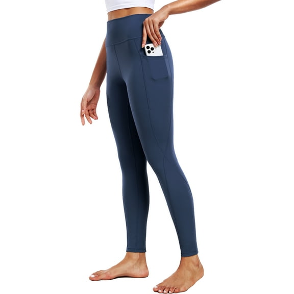 NELEUS ButterSoftFlex Womens High Waist Legging for Yoga Workout Athletic Pants with Side Pockets,Navy Blue,US Size S