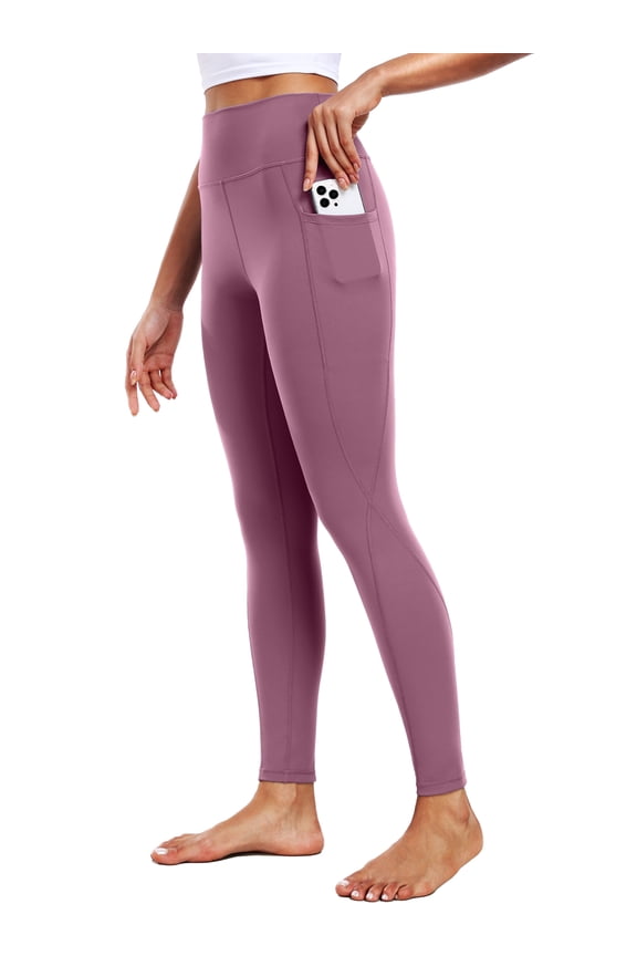 ButterSoftFlex Womens High Waist Legging for Yoga Workout Athletic Pants with Side Pockets,Pinkish Purple,US Size M