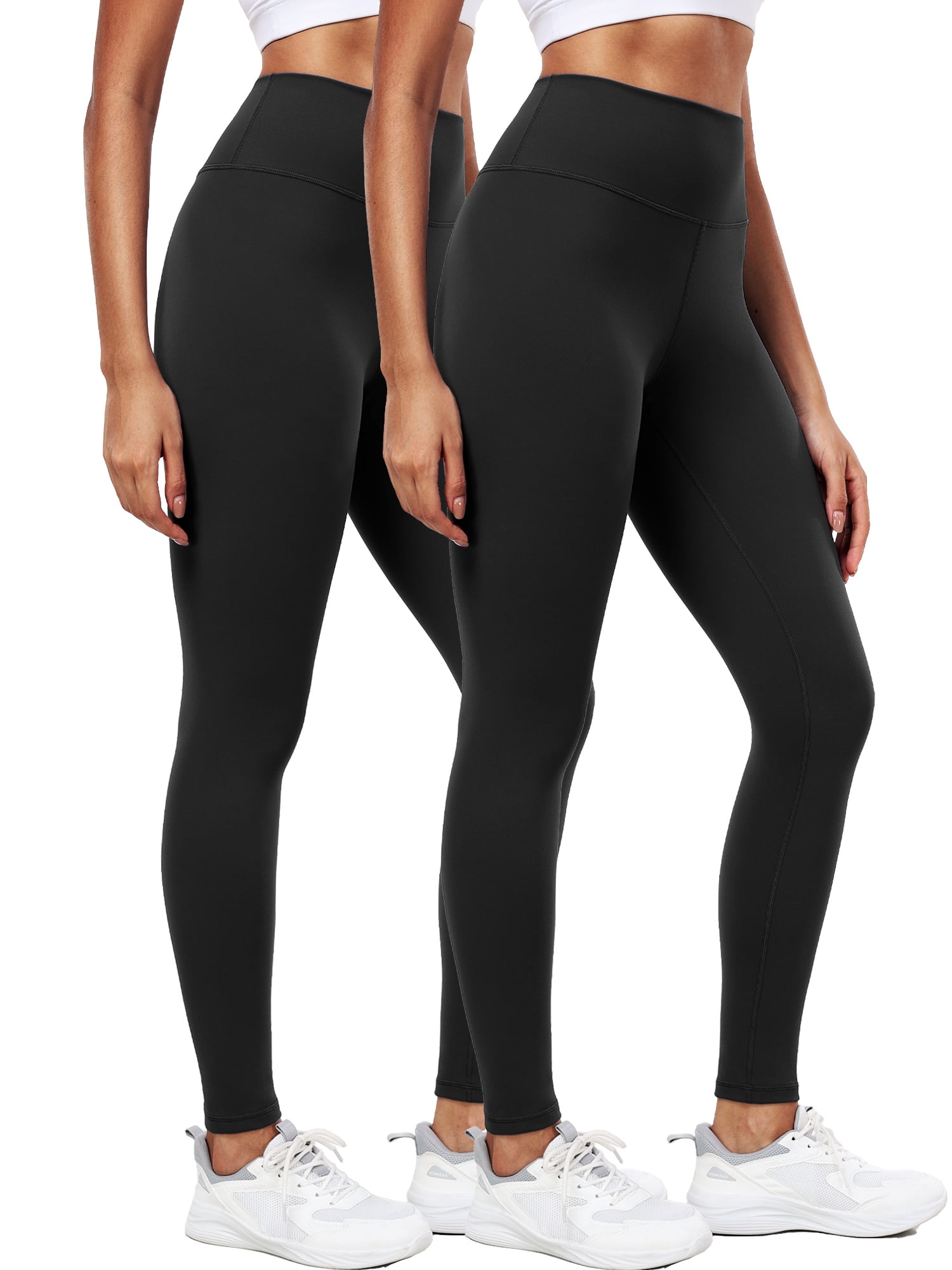 NELEUS ButterSoftFlex Womens High Waist Legging for Yoga Workout Athletic Pants with Waistband Pocket,Black+Black,US Size L