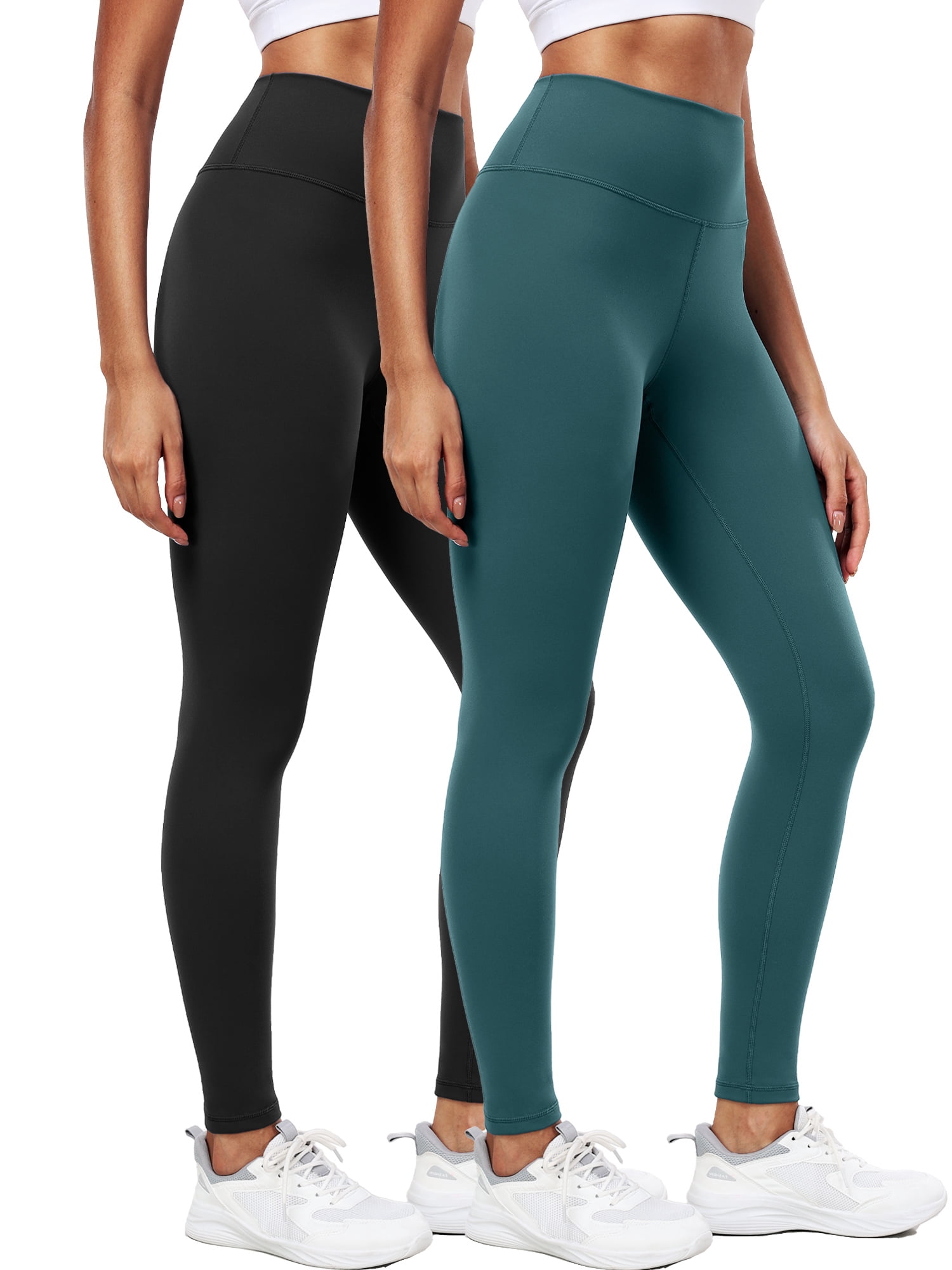 NELEUS ButterSoftFlex Womens High Waist Legging for Yoga Workout Athletic Pants with Waistband Pocket,Black+Dark Green,US Size XL