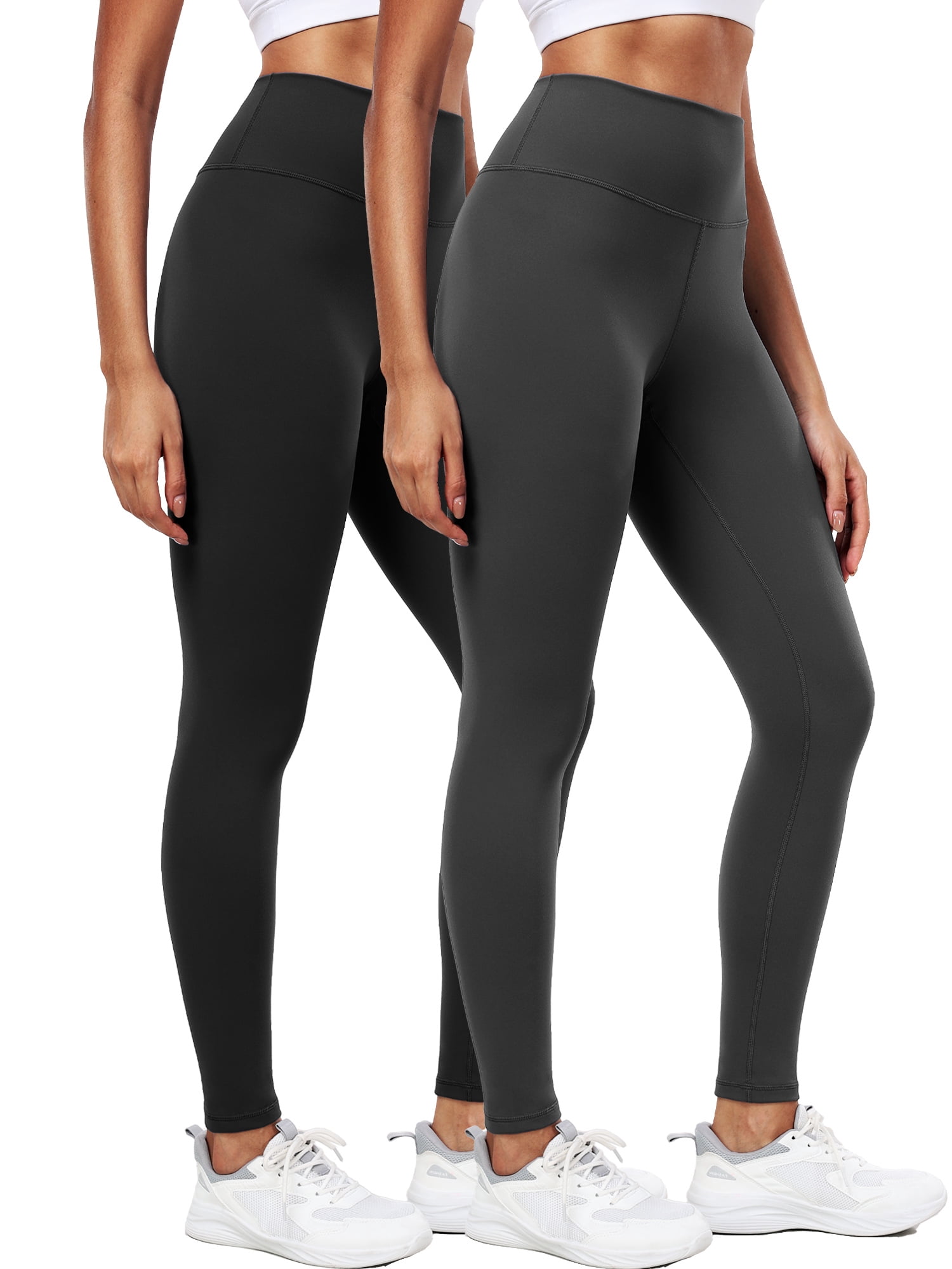 NELEUS ButterSoftFlex Womens Plus Size High Waist Legging for Yoga Workout Athletic Pants with Waistband Pocket,Black+Gray,US Size 2XL