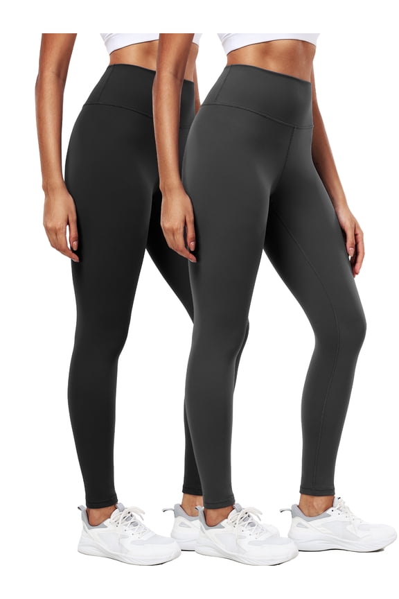 ButterSoftFlex Womens High Waist Legging for Yoga Workout Athletic Pants with Waistband Pocket,Black+Gray,US Size 2XL