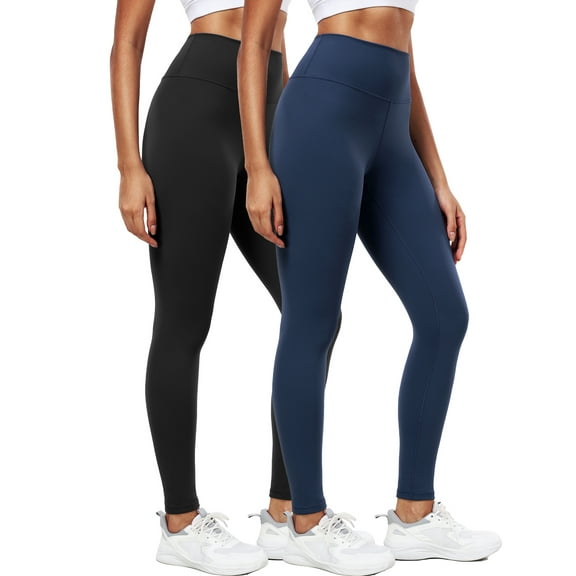 NELEUS ButterSoftFlex Womens High Waist Legging for Yoga Workout Athletic Pants with Waistband Pocket,Black Navy Blue,US Size L