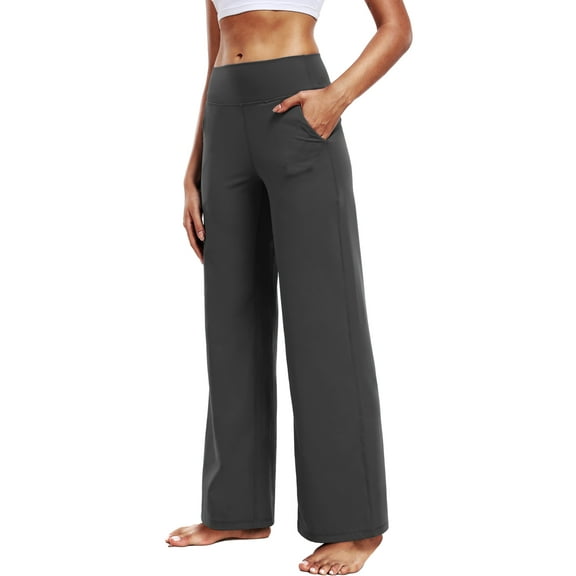 NELEUS ButterSoftFlex Womens Wide Leg Pants Athletic Yoga Legging Casual Sweatpants with Side Pockets,Gray,US Size M