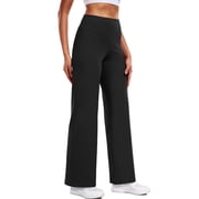 NELEUS ButterSoftFlex Womens Wide Leg Pants Athletic Yoga Legging Casual Sweatpants with Waistband Pocket,Black,US Size L