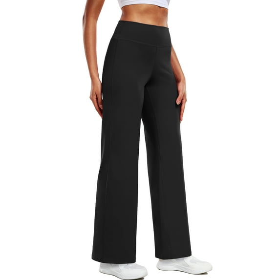NELEUS ButterSoftFlex Womens Wide Leg Pants Athletic Yoga Legging Casual Sweatpants with Waistband Pocket,Black,US Size L