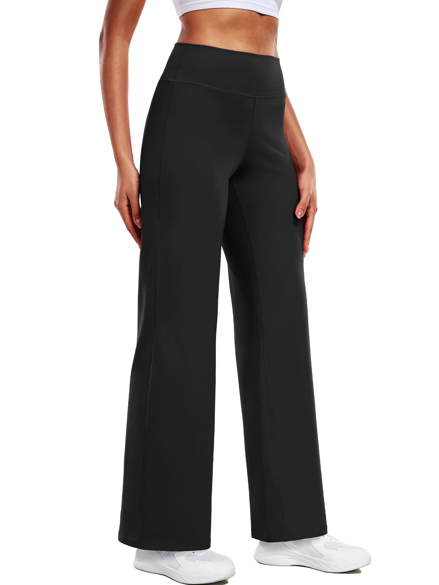 NELEUS ButterSoftFlex Womens Wide Leg Pants Athletic Yoga Legging Casual Sweatpants with Waistband Pocket,Black,US Size M