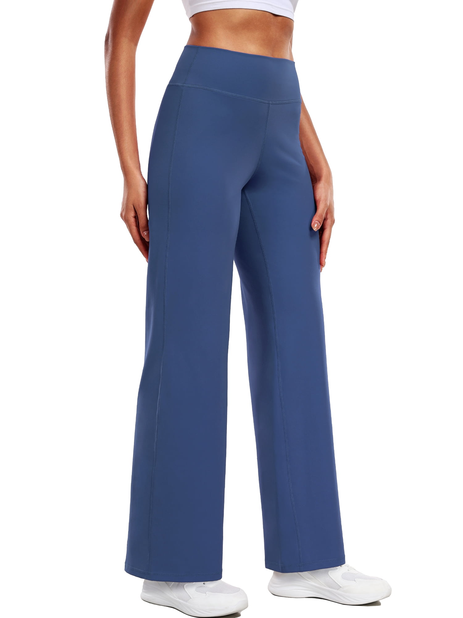NELEUS ButterSoftFlex Womens Wide Leg Pants Athletic Yoga Legging Casual Sweatpants with Waistband Pocket,Blue,US Size M