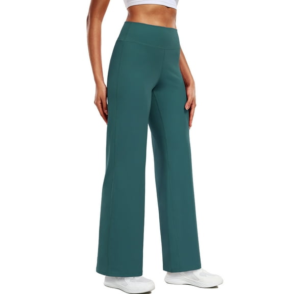 NELEUS ButterSoftFlex Womens Wide Leg Pants Athletic Yoga Legging Casual Sweatpants with Waistband Pocket,Dark Green,US Size L