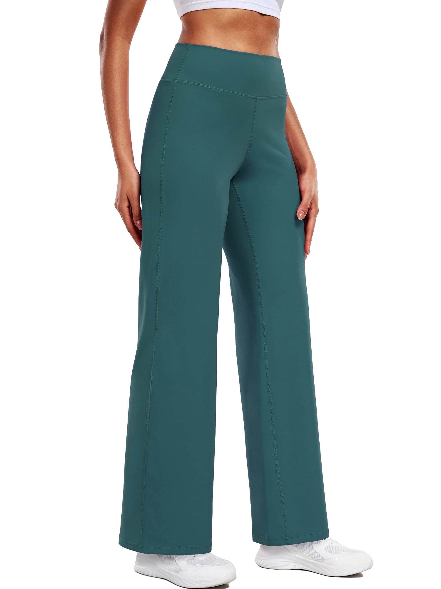 NELEUS ButterSoftFlex Womens Wide Leg Pants Athletic Yoga Legging Casual Sweatpants with Waistband Pocket,Dark Green,US Size M