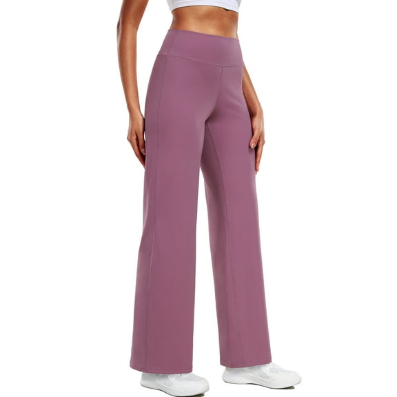NELEUS ButterSoftFlex Womens Wide Leg Pants Athletic Yoga Legging Casual Sweatpants with Waistband Pocket,Pinkish Purple,US Size S