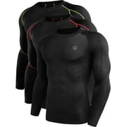 NELEUS Men Compression Shirts Workout Running Shirts Dry Fit Long Sleeve 3 Pack,Black+Black Red+Black Green,US Size XL