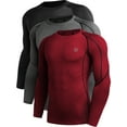 thumbnail image 1 of NELEUS Men Compression Shirts Workout Running Shirts Dry Fit Long Sleeve 3 Pack,Black+Gray+Red,US Size L, 1 of 8