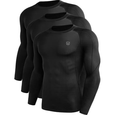 NELEUS Men Compression Shirts Workout Running Shirts Dry Fit Long Sleeve 3 Pack,Black,US Size S
