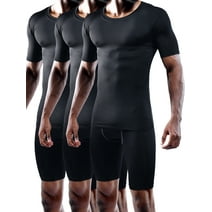 NELEUS Men's Athletic Compression Shirt Base Layer Tight Tops Short Sleeves 3 Pack,Black,US Size S