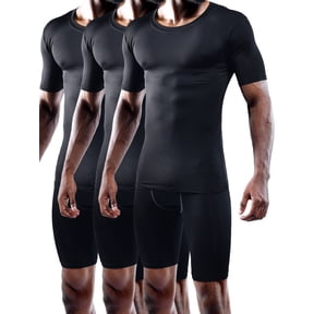 NELEUS Men's Tight Fitting Shirt Athletic Tops Base Layer Short Sleeves 3 Pack,Black,US Size M