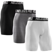 Mens Plus Size Performance Compression Shorts Athletic Workout Underwear 3 Pack,Black+Gray+White,US Size 2XL