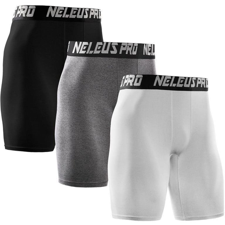 NELEUS Men's 3 Pack Running Compression Shorts with Pockets