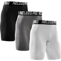 NELEUS Men's Performance Compression Shorts Athletic Workout Underwear 3 Pack,Black+Gray+White,US Size L