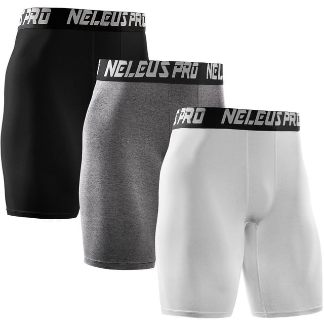 NELEUS Men's Performance Athletic Compression Shorts 3Pack, US Size M