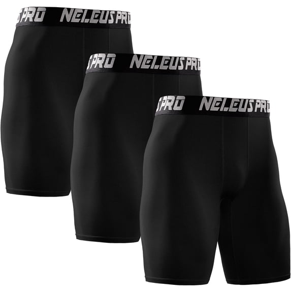 NELEUS Mens Plus Size Performance Compression Shorts Athletic Workout Underwear 3 Pack,Black,US Size 2XL