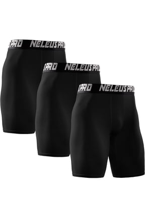 Men's Performance Compression Shorts Athletic Workout Underwear 3 Pack,Black,US Size XL