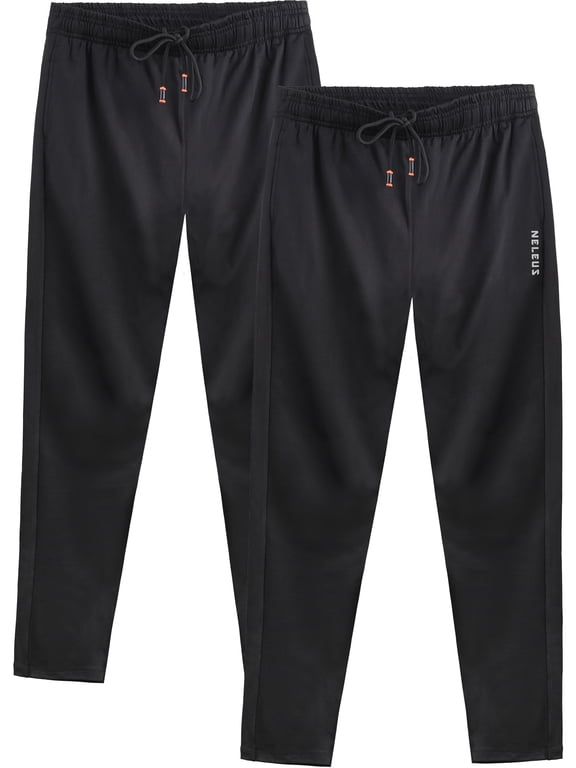 Men's Workout Athletic Pants Running Sweatpants With Pockets Relaxed Fit,Black+Black,US Size XL