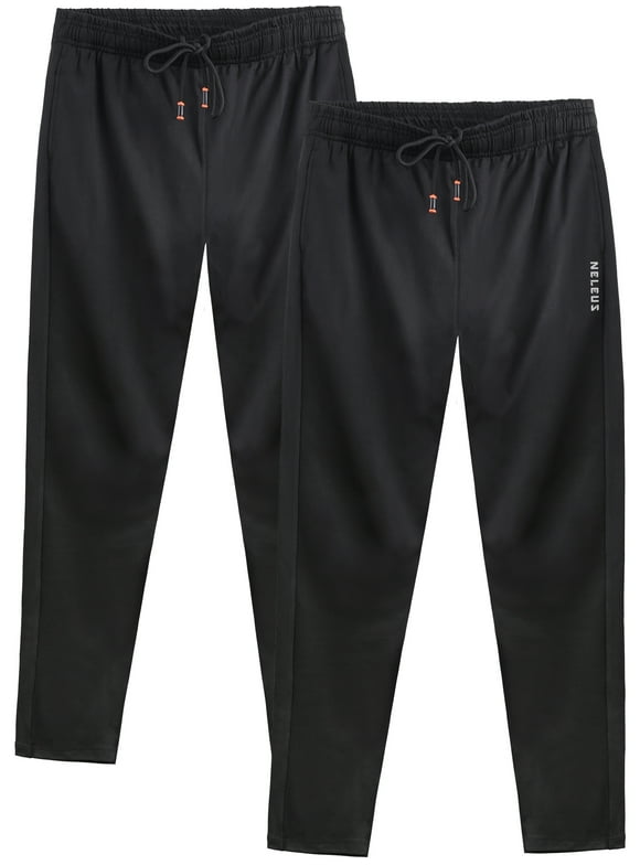 NELEUS Men's Workout Athletic Pants Running Sweatpants With Pockets Relaxed Fit,Black+Black,US Size XL