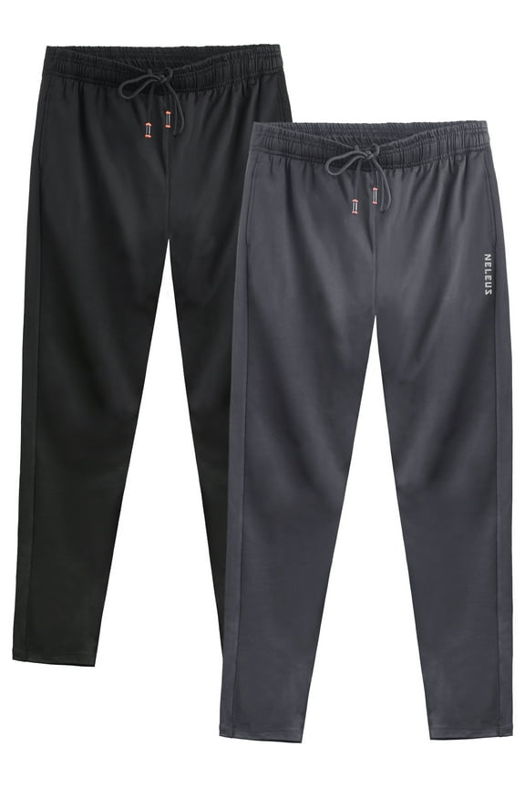 Men's Workout Athletic Pants Running Sweatpants With Pockets Relaxed Fit,Black+Gray,US Size S