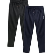 NELEUS Men's Workout Athletic Pants Running Sweatpants With Pockets Relaxed Fit,Black+Navy Blue,US Size S