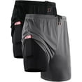 thumbnail image 1 of NELEUS Mens 2 in 1 Dry Fit Workout Shorts with Liner and Pockets 2 Packs,Black+Gray,US Size M, 1 of 7