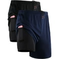 thumbnail image 1 of NELEUS Mens 2 in 1 Dry Fit Workout Shorts with Liner and Pockets 2 Packs,Black+Navy Blue,US Size 3XL, 1 of 7
