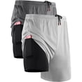 thumbnail image 1 of NELEUS Mens 2 in 1 Dry Fit Workout Shorts with Liner and Pockets 2 Packs,Gray+White,US Size 3XL, 1 of 7