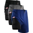 thumbnail image 1 of NELEUS Mens 2 in 1 Dry Fit Workout Shorts with Liner and Pockets 3 Packs,Black+Gray+Blue,US Size L, 1 of 7